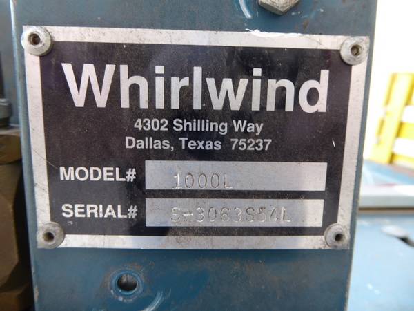 Whirlwind Model: 1000L Upcut Saw (used) Item # UFE-3181