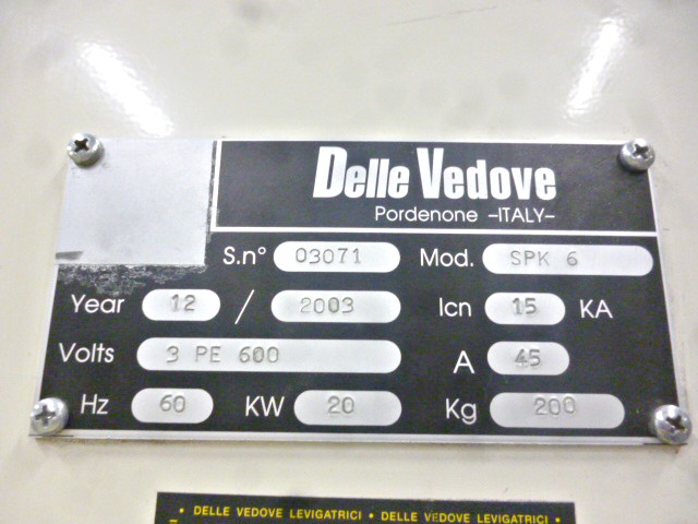 Delle Vedove SPK6 Profile Sander (used) Item # UGW-34 (Canada)