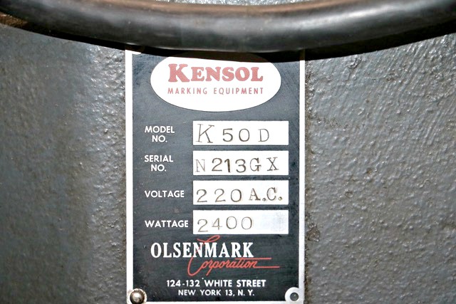 Kensol Hot Stamping Machine (used) Item # UBE-8 (Pennsylvania)
