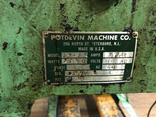 Potdevin Z27 Hot Gluer (used) Item # UFE-M1813 (PA)