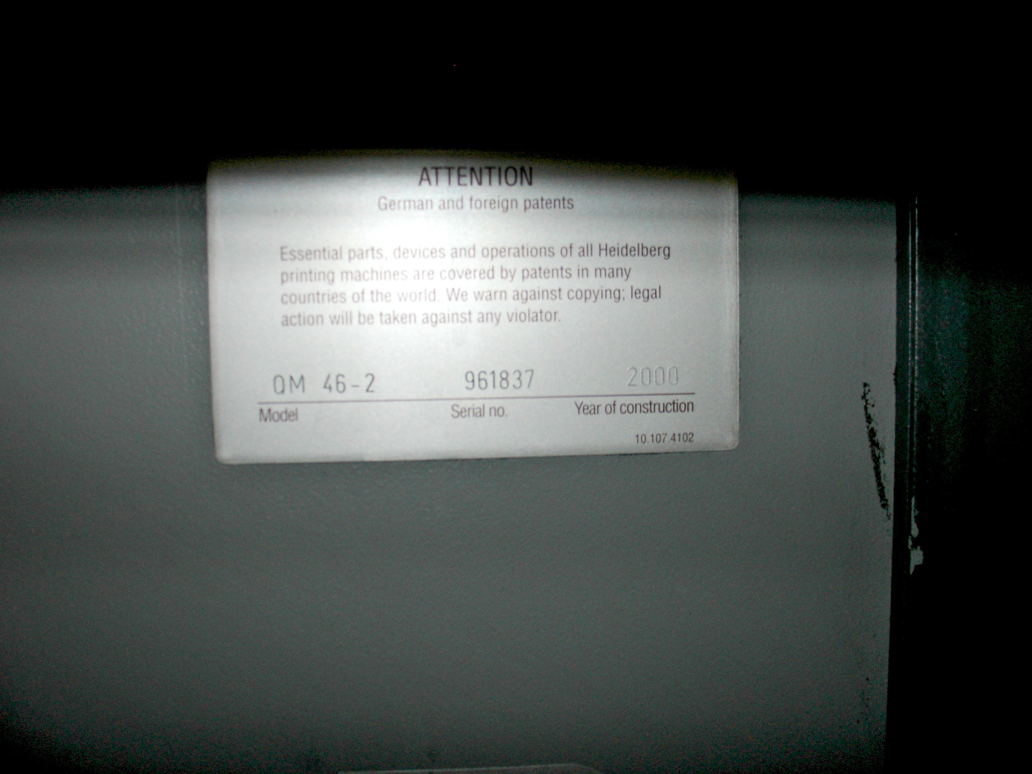 Heidelberg Quickmaster QM 46-2 Press (used) Item # UPE-41 (Kansas)