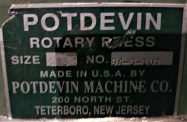 Potdevin W48 48″ Rotary Press (used) Item # UFE-M1876 (GA)