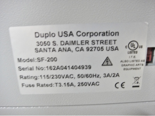 Duplo UV 200A Coater with Feeder (used) Item # UFE-M1889 (NC)