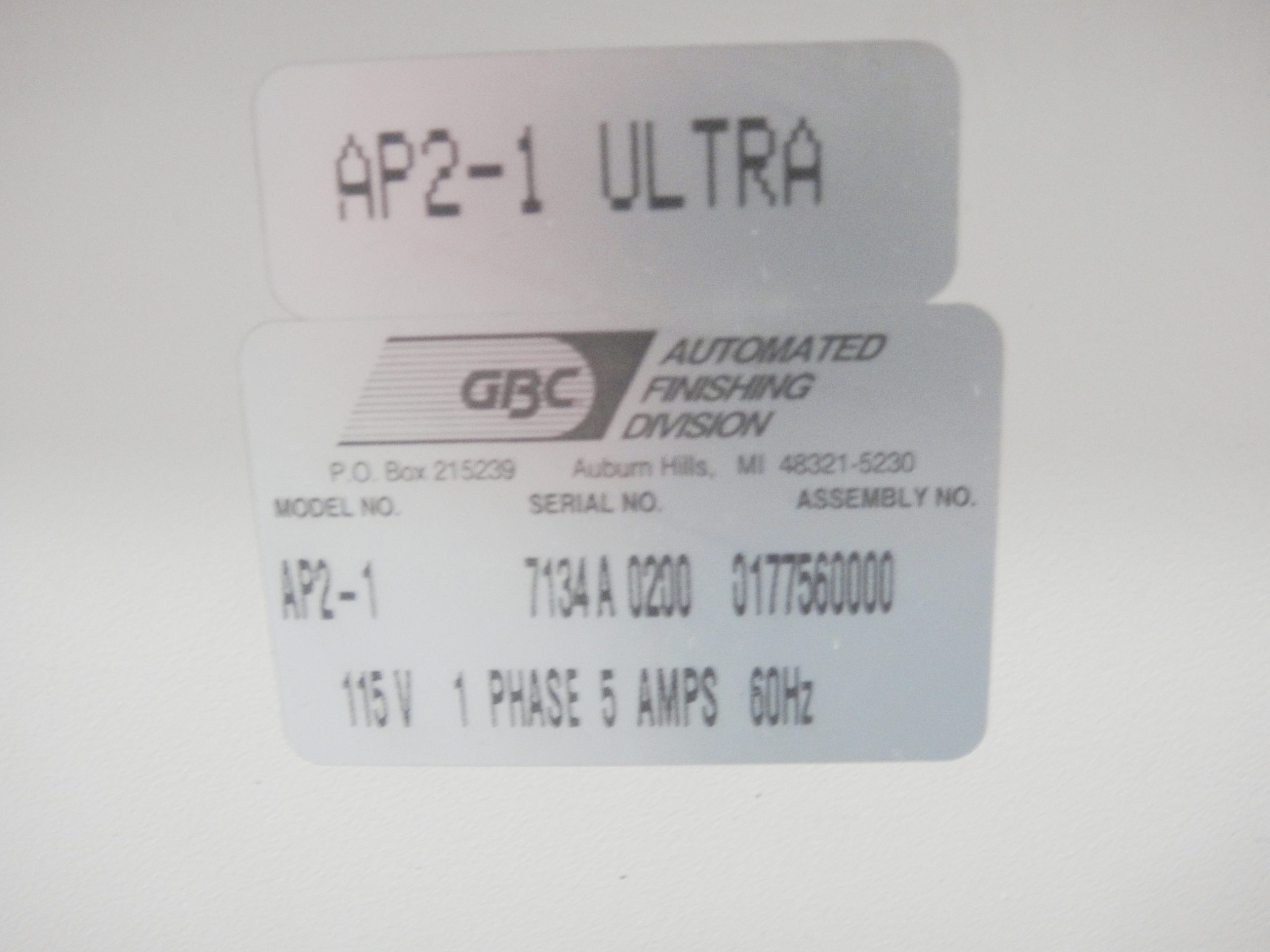 GBC AP 2 Ultra Punch (Used) Item # UBE-43 (NC)