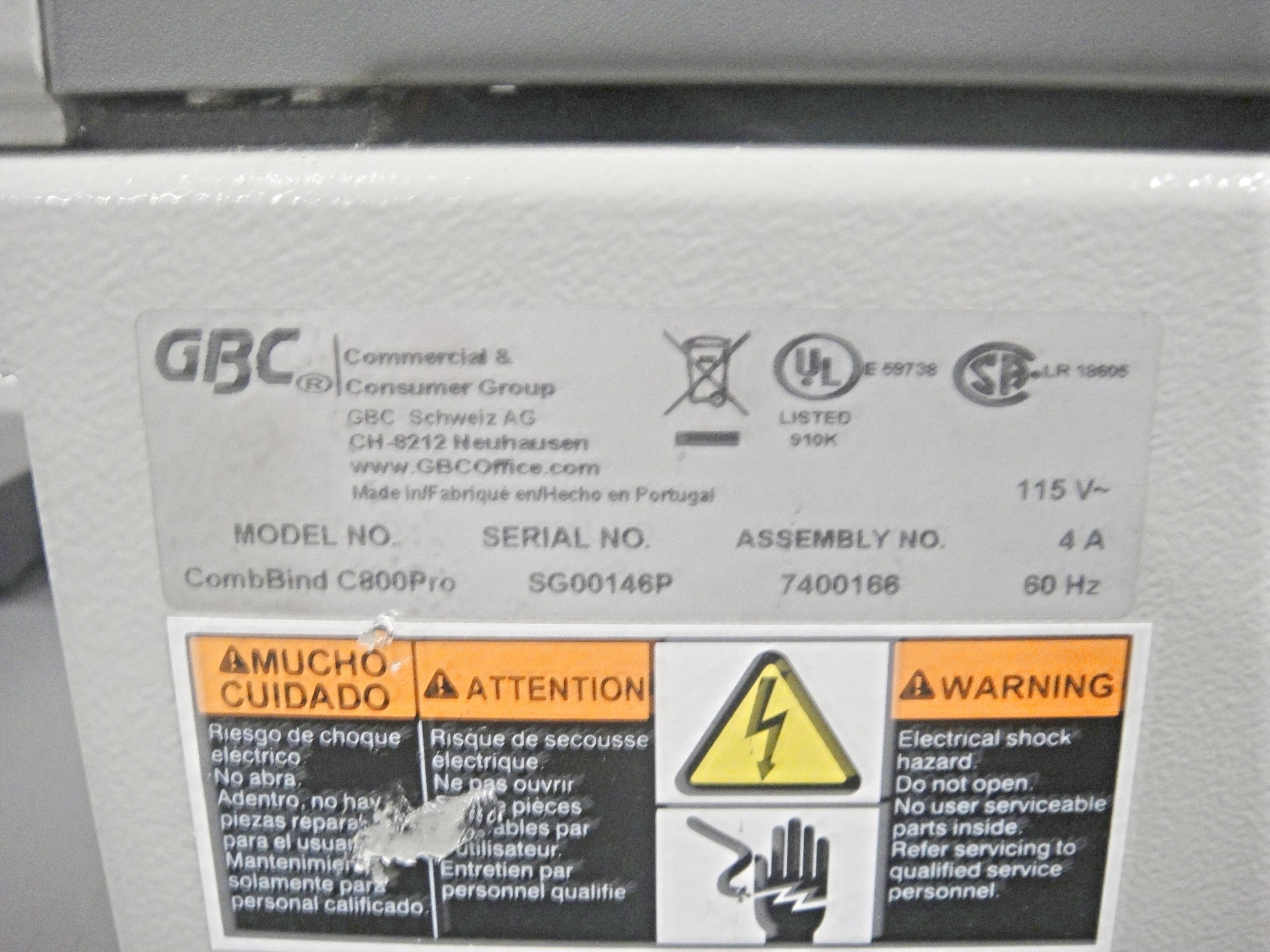 GBC CombBind C800 Pro (Used) Item # UBE-44 (NC)