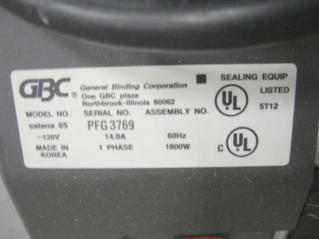 GBC Catena 65 Laminator (Used) Item # UE-032020A (North Carolina)