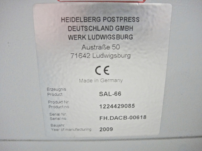 Heidelberg SAL-66 Roll Away Delivery Machine (Used) Item # UE-030620B (North Carolina)