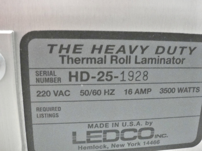 Ledco Thermal Roll Laminator (Used) Item # UE-032020E (North Carolina)
