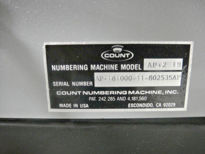 Count Auto Plus AP+2 18 Machine (Used) Item # UE-042120D (North Carolina)