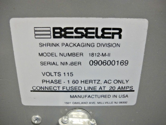 Beseler 1812 Shrink Wrapper (Used) Item # UE-050420R (North Carolina)