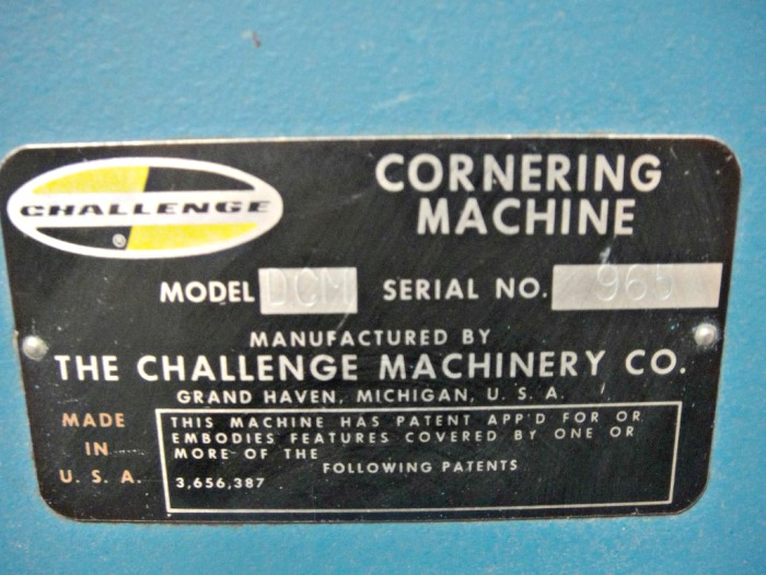 Challenge Double Round Cornering Machine (Used) Item # UE-050420I (North Carolina)