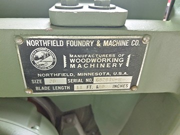Northfield 20 Bandsaw (Used) Item # UE-050820B (Wisconsin)