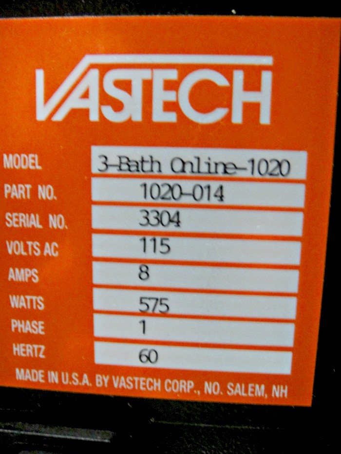 Vastech 3-Bath Online-1020 (Used) Item # UE-050420H (North Carolina)