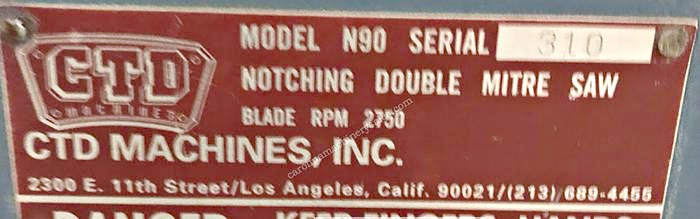 CTD N90 Double Mitre Notching Saw (used) Item # UE-061820B (Texas)