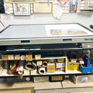 Picture Framing Equipment Lot: Vacuseal 4468H Dry Mount Press, ITW AMP VN42 Vnailer, C&H BG 6100 Wall Cutter, Cabinet (used) Item # UE-062620K (Nebraska)