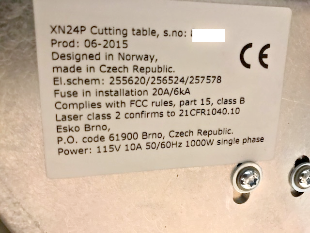 Esko Kongsberg XN24 Cutter (used) Item # UE-071720D (Texas)