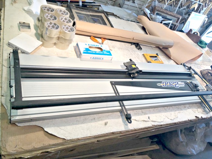 Picture Framing Equipment Lot: Fletcher Terry 2200 Mat Cutter for Sale, Fletcher Terry 3000 Multi Material Cutter, Seal 500T-X Press, Assorted Supplies (used) Item # UE-072720B (New York)