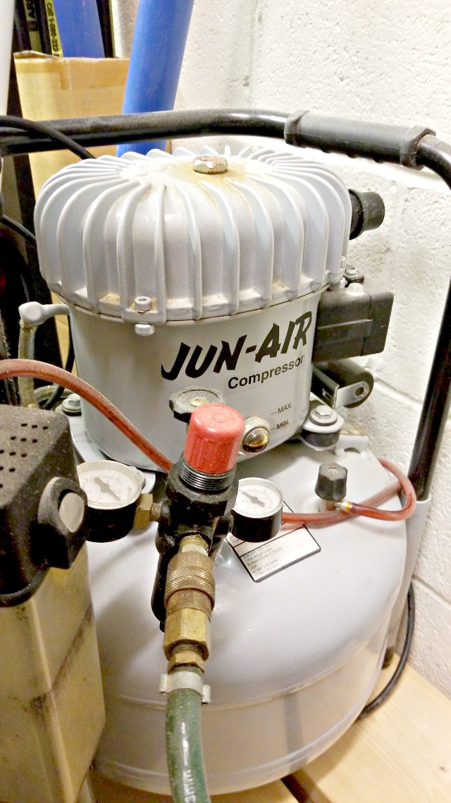 Picture Framing Equipment Lot: Cassese CS89 Frame joiner Vnailer Underpinner for Sale, ITW AMP Miter Disc Sander, Jun Air Compressor(used) Item # UE-072420A (Ohio)