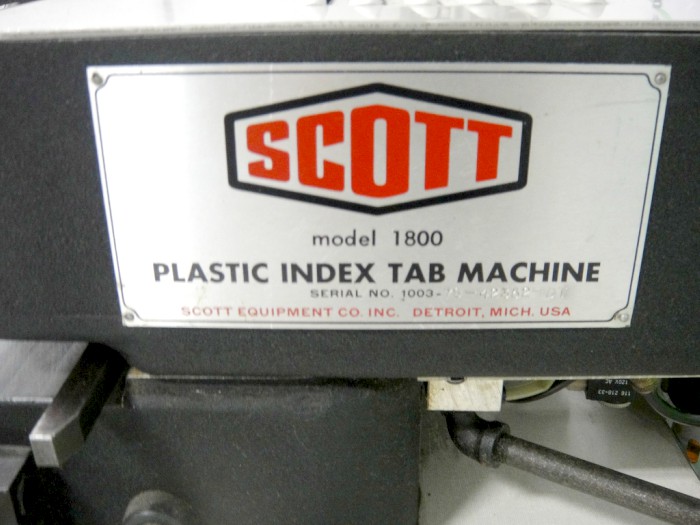Scott 1800 Plastic Index Tab Machine (Used) Item # UE-071020B (North Carolina)