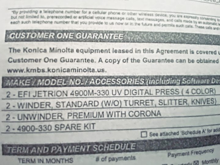 EFI Jetrion 4900M 330 Series Label Printer (Used) Item # UE-091820I (Missouri)