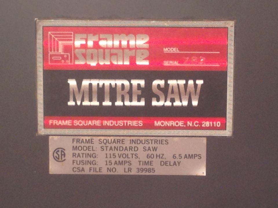 Frame Square Saw (used) Item # UE-022621E (NJ)