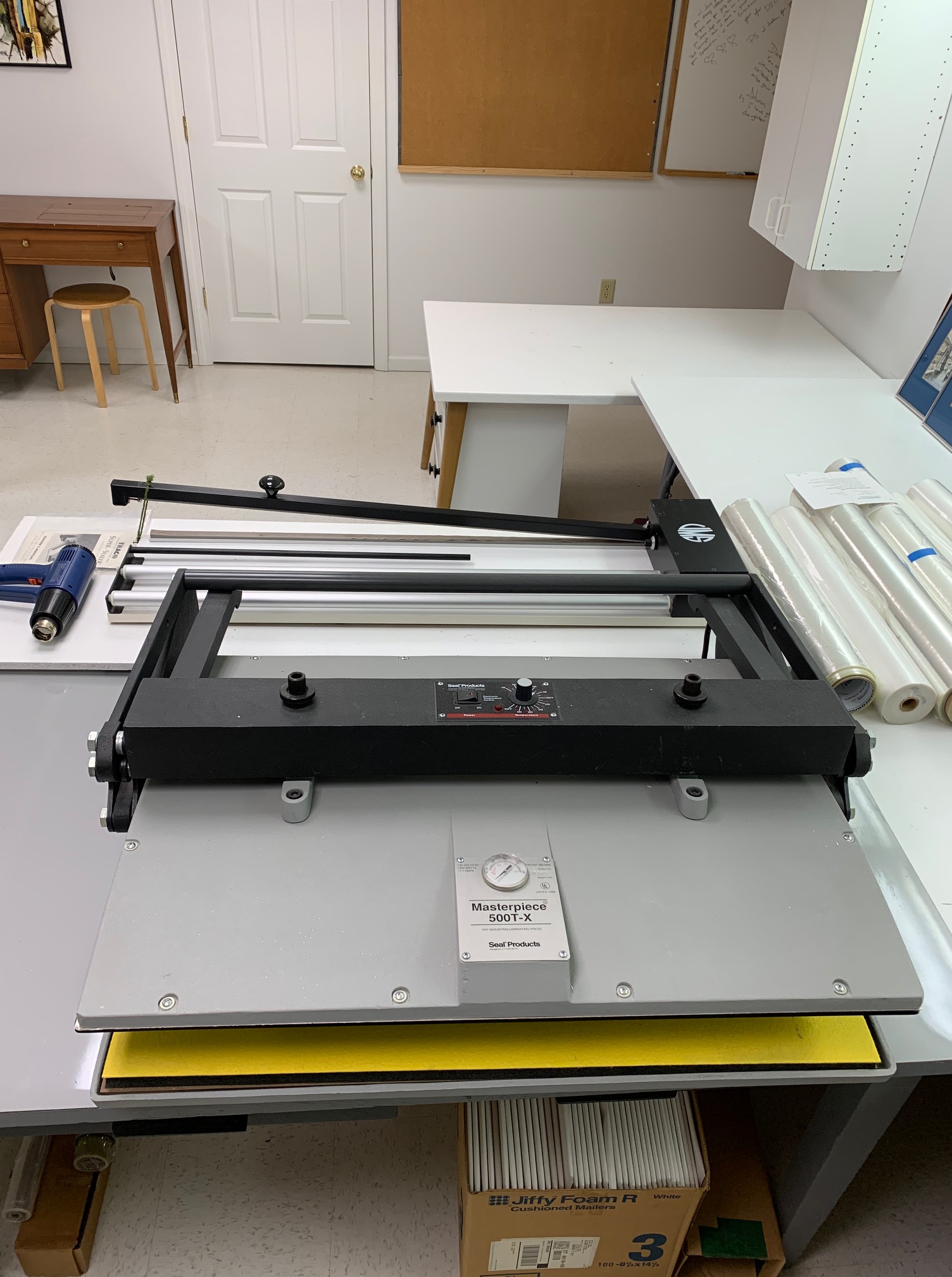 Picture Framing Equipment Lot: Seal Masterpiece 500 T-X Dry Mount Press,  Fletcher 3000 Cutter, Fletcher 2100 48″ Mat Cutter, & Supplies (Used) Item # UE-052421A (CT)