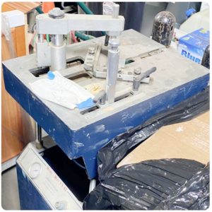 Equipment Lot: ITW AMP VN42 Vnailer / Joiner / Underpinner, TWT Precision Double Mitre Production Saw, Fletcher 2100 48" Cutter & Keencut 48" Mat Cutter (Used) Item # UE-012822G (Kansas)