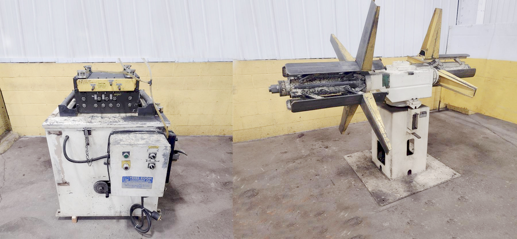 Mecon Double End Pull Off Uncoiler & Powered Straightener (used) Item # UE-011322M (Ohio)