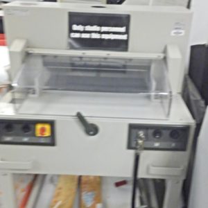 Equipment Lot: MBM Triumph 4850-95 Paper Cutter & Duplo DB-280 Binder Machine (Used) Item # UE-022521A (New York)