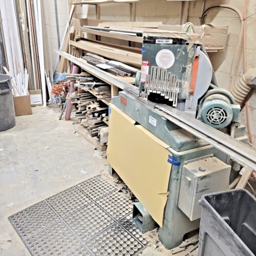 Equipment Lot: Pistorius MN-300 Double Miter Saw, INMES IM-5P Joiner, Universal DY-103 Double Miter Saw (used) Item # UE-041921A (Illinois)