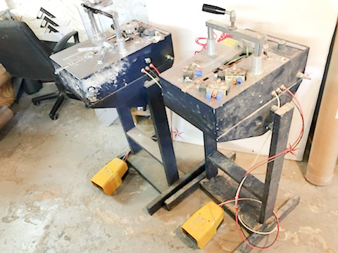 Equipment Lot: ITW AMP VN2+1 Vnailer, Fletcher 3000 Cutter & Double Dewalt Miter Chop Saw with Phaedra Measuring System (Used) Item # UE-020422G (New York)