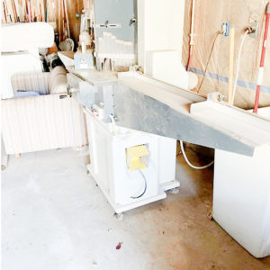 Equipment Lot: Nicoletti Model T350 Double Miter Saw, Vacuseal 4468H Vacuum Dry Mount Press, Fletcher - Terry 2100 48" Mat Cutter, Frame Square Fillet Cutter, Circular Glass Cutter, Assorted Grouping: Framing Tools & Supplies, & C&H Thumbnail Router Model TN-1000 (Used) Item # UE-020422E (Arkansas)