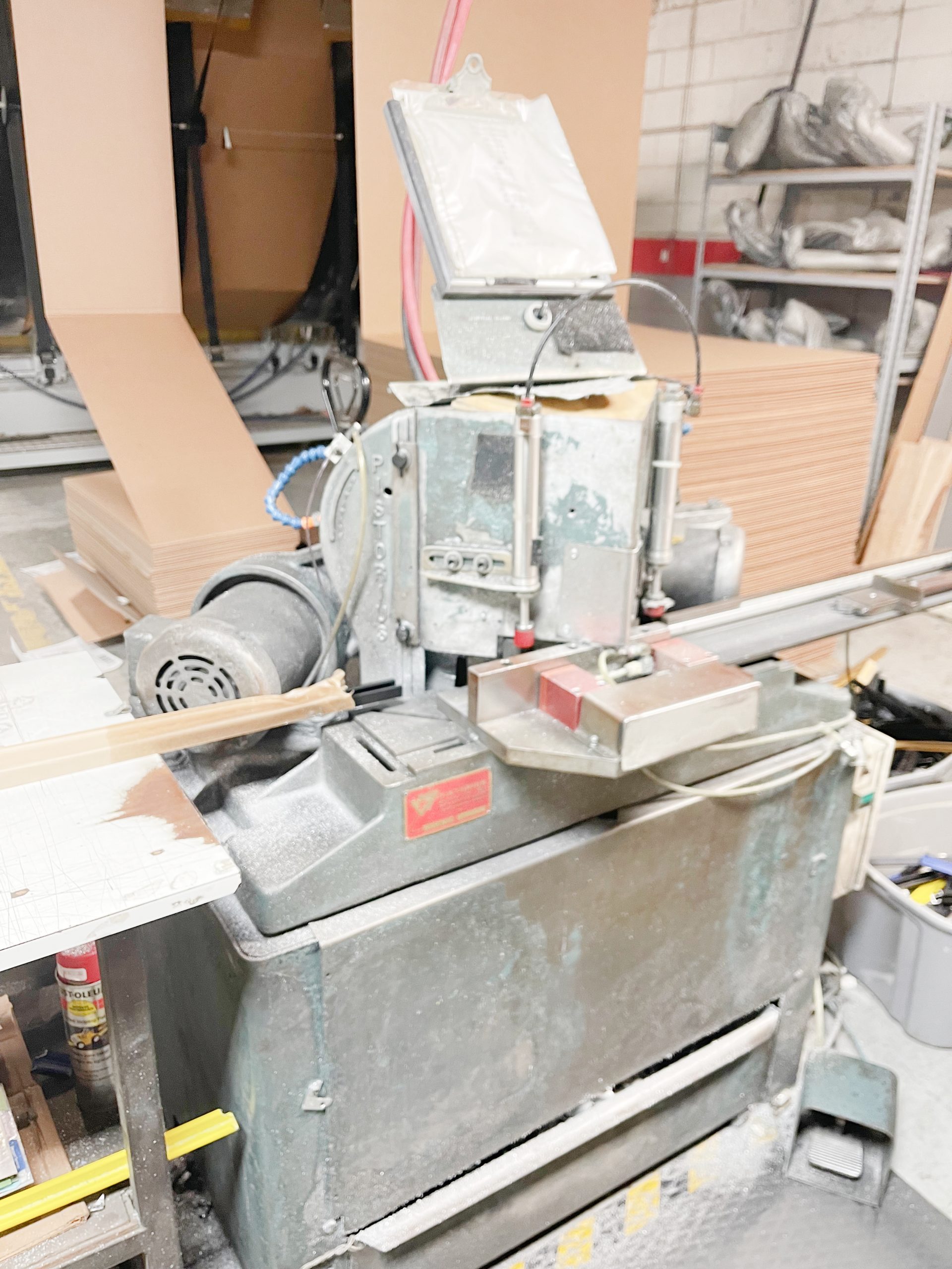 Equipment Lot: Pistorius Double Miter Saws, HeatSeal Shrink Wrap System, Wizard Eclipse Duo Mat Cutter & Supplies (Used) Item # UE-021622A (Kentucky)