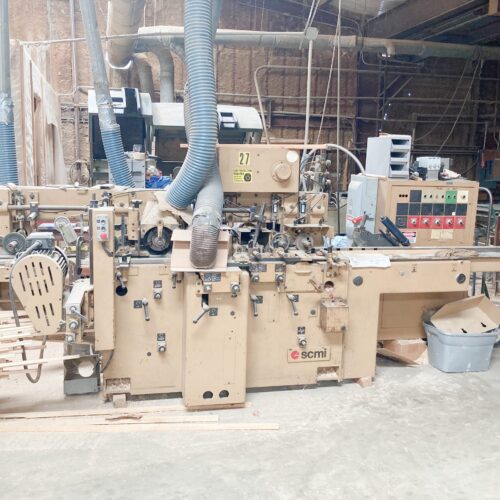 Equipment Lot: SCMI 5 Head Moulder & Weinig U17A 7 Head Feed Through Moulder w/ Hopper Feed (Used) Item # UE-062921E (Texas)