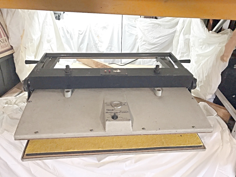 Equipment Lot: Epson Printer, Vacuseal 4468H Vacuum Press, ITW AMP VN42 Vnailer, Morso Chopper & Supplies  (Used) Item # UE-011321A (California)