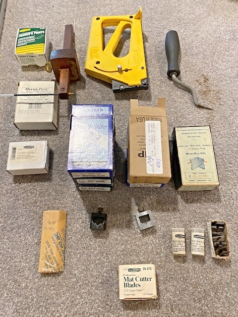 Equipment Lot: Pistorius EMN-12 Saw, Fletcher 3000, Mitre Mite VN2, Seal Press & Supplies (Used) Item # UE-123120A (Massachusetts)