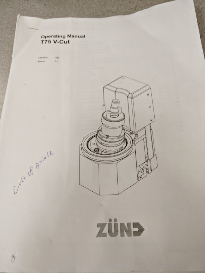 Zund T75 V-Cut / V Cutting Tool (used) Item # UE-100620A (Washington)
