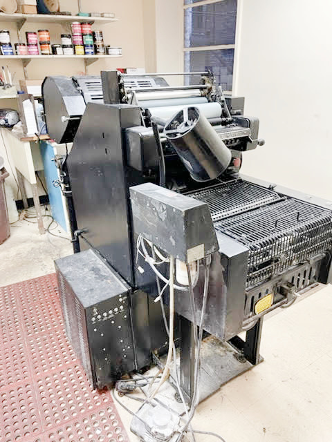 Equipment Lot: A.B. Dick 9879 Offset Printing Press, Nuarc FT18V Flip-Top Platemaker, & Mitsubishi Thermal Digiplater TDP-459 (Used) Item # UE-033122C (Illinois)