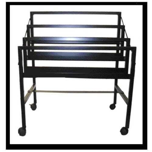 Three Tier Steel Display - Poster / Artwork / Photo Display Rack on Rollers / (New) Item # FAD-13