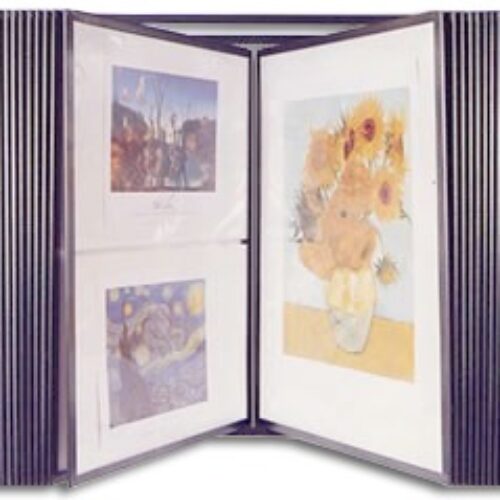 Wall Fixture Steel Display with 30 Panels - Poster / Artwork / Photo Panel Flip / Swing Rack (New) Item # JJ-205000