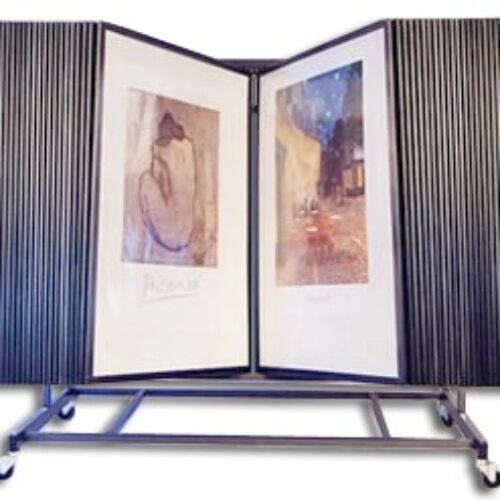 Panel Steel Display with 50 Panels - Poster / Artwork Display Flip Swing Rack (New) Item # FAD-16