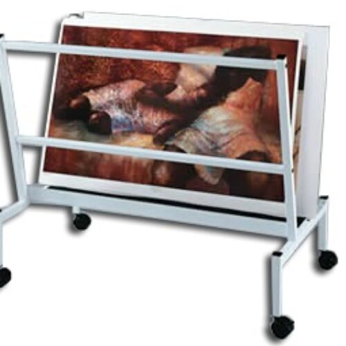 V-BIN: Steel Display with Casters - Poster / Artwork / Photo Display Rack on Rollers (New) Item # JJ-204000