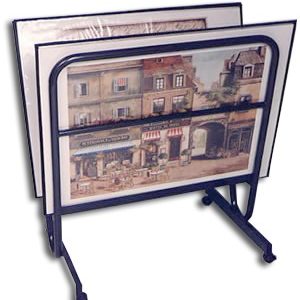 Roundabout Steel V-Bin Display with Casters - Poster / Artwork / Photo Display Rack on Rollers (New) Item # JJ-108060