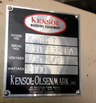 Kensol Hot Foil Stamping Machine Model K 46 T (used) Item # TM-112 (TX)