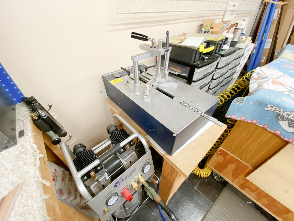 Picture Framing Equipment Lot: CTD DMC70H Mitre Max Saw, ITW AMP VN4L Vnailer, Grizzly Dust Collector & Supplies (Used) Item # UE-080221C (Las Vegas, Nevada)