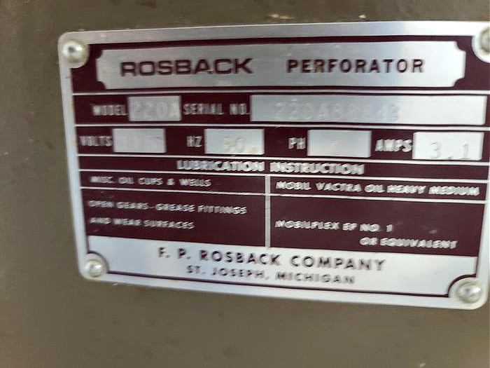 Rosback 220A Perf / Slit / Score / Crease Machine (used) Item # UE-071321H (North Carolina)