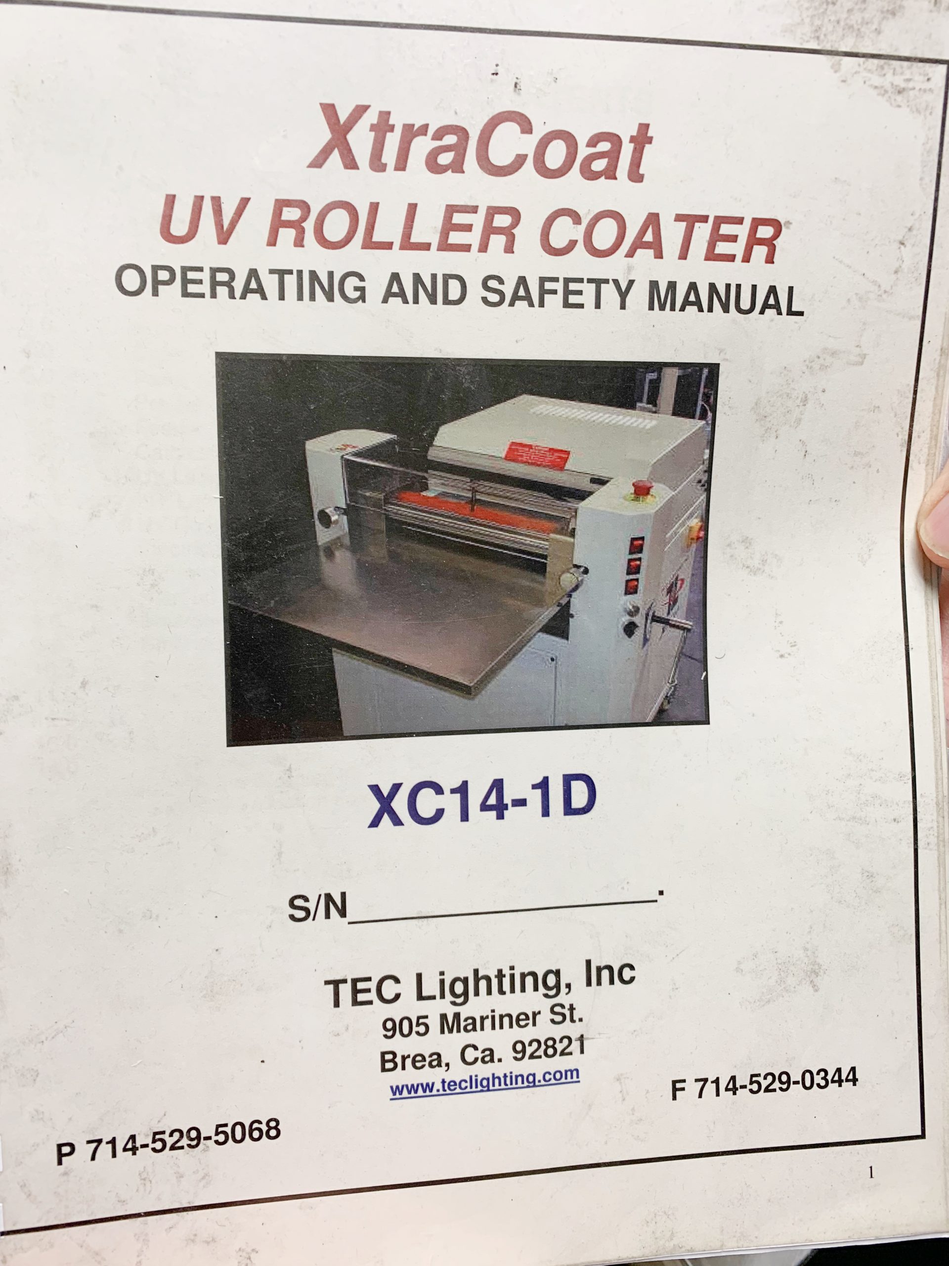 Tec Lighting XC14 UV Coater / XtraCoat Mini UV Roller Coater (used) Item # UE-073021C (Illinois)