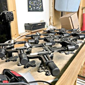 Framing Vises, Mitre saw and Sawdust Exhaust Fan (used) Item # UFE-3034