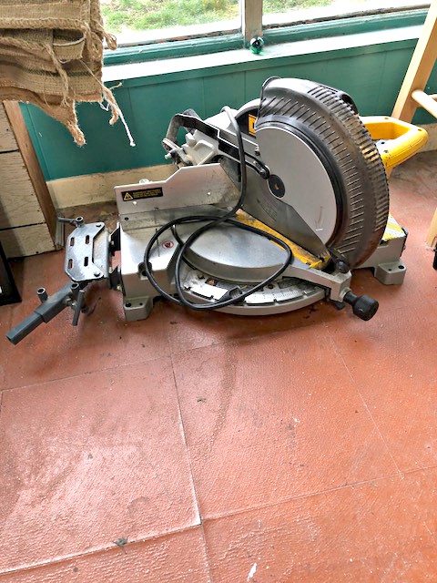 Framing Vises, Mitre saw and Sawdust Exhaust Fan (used) Item # UFE-3034