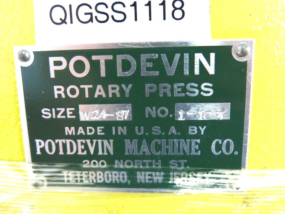 Potdevin 24″ Rotary Press (Used) Item # UFE-M1689 (MA)